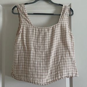 Esby linen gingham square neck tank medium